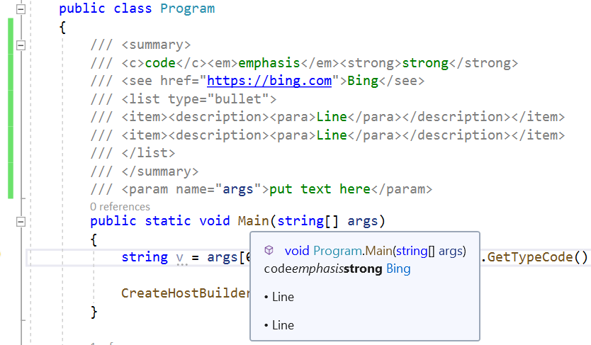 Compatibilidad del estilo Información rápida con comentarios XML