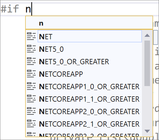 Finalización de IntelliSense para los símbolos del preprocesador