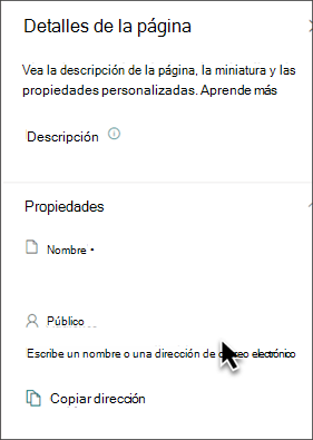 Captura de pantalla de la aplicación de la segmentación de audiencia en el panel de propiedades.