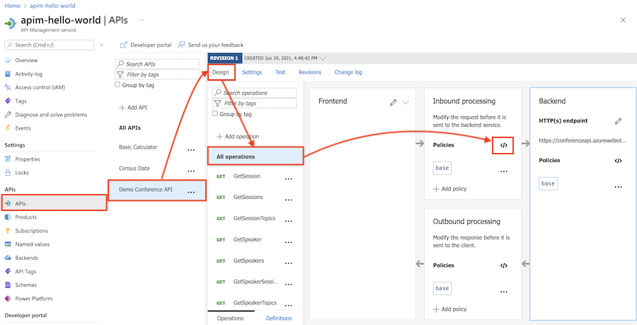 Add policy in API Management