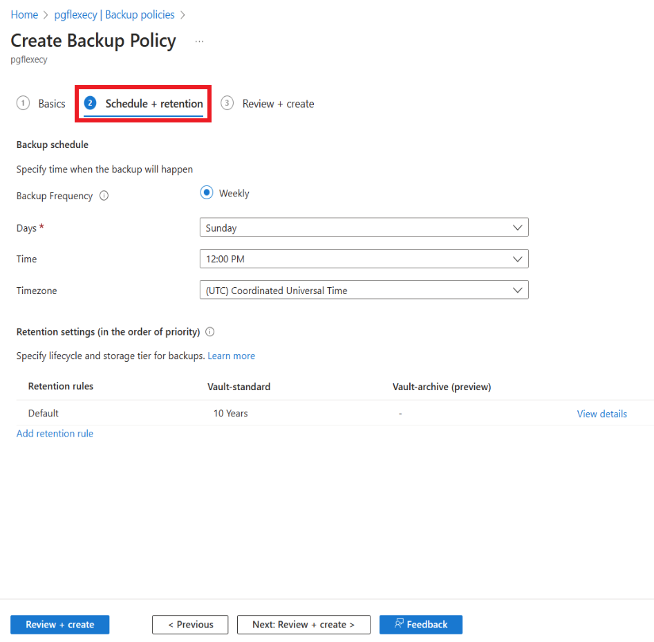 Screenshot showing the schedule process for the new policy.