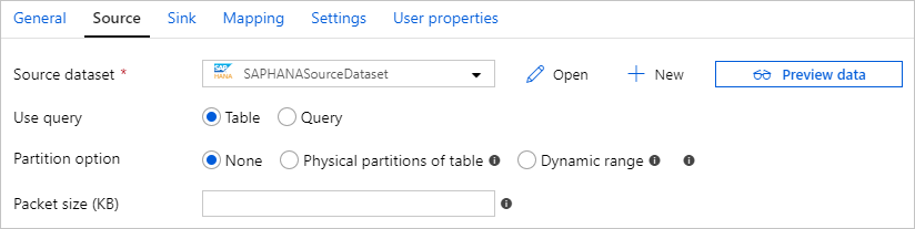 Screenshot of partition options