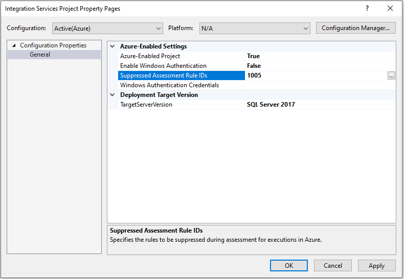 Assessment rule suppression settings via Azure-enabled settings