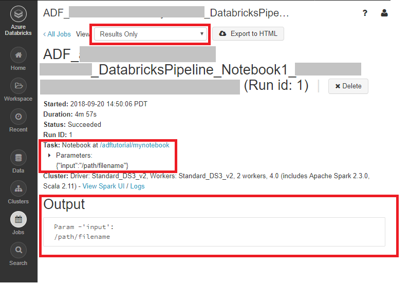 Screenshot showing how to view the run details and output.