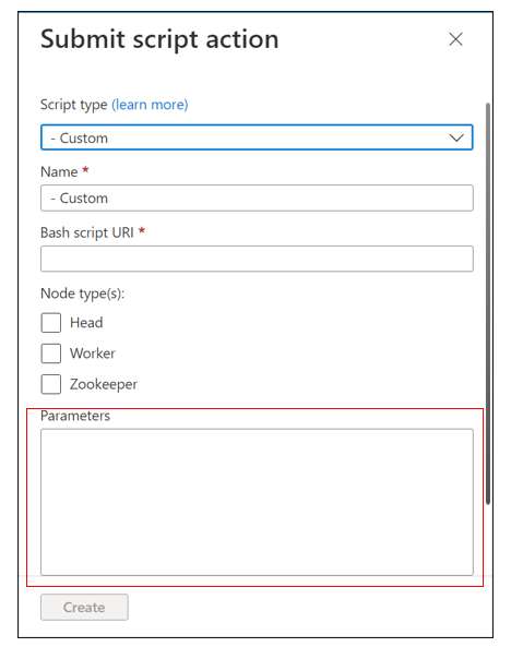 Screenshot that shows the parameter syntax box.