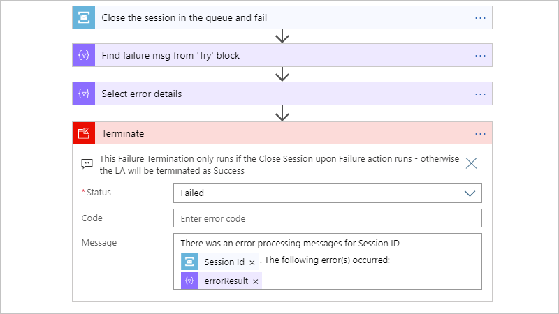 Terminate action to stop logic app run