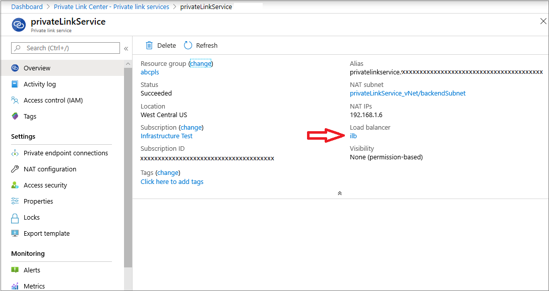 Screenshot of verify load balancer information.