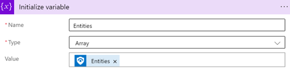 Screenshot of initializing an Array variable.