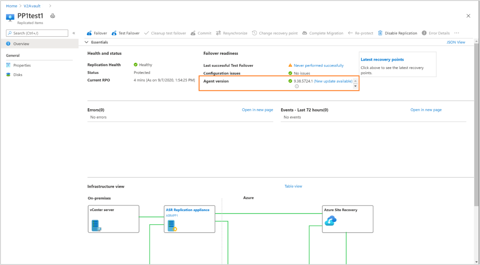 Manual update of mobility agent on a single protected items