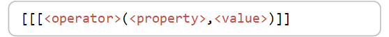 Diagram that shows the format of a simple condition with an operator, property, and value.