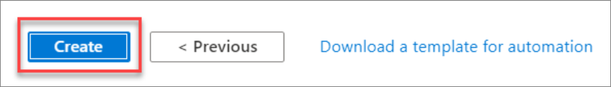 A screenshot of the Azure portal. Select create.