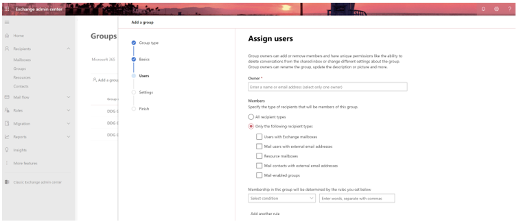 Assigning users in a dynamic distribution list in the modern EAC.