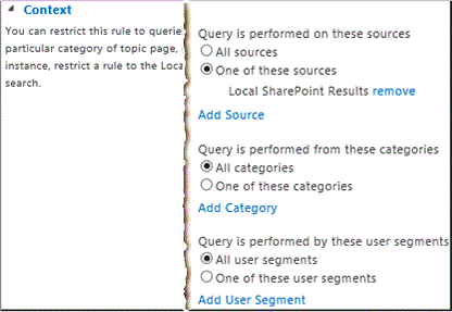 Context section on Add Query Rule page in SharePoint Server 2013