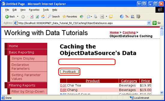 Clicking the Postback Button Causes the GridView to be Reconstructed from its View State