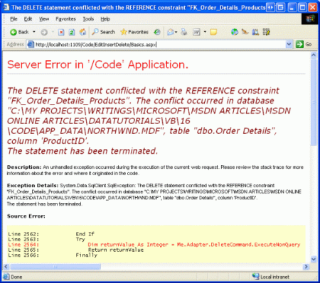 A Foreign Key Constraint Prohibits the Deletion of Products