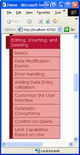 The Site Map Now Includes Entries for the Editing, Inserting, and Deleting Tutorials