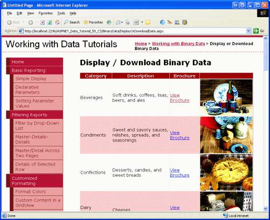 The Category s Picture is Displayed for Each Row