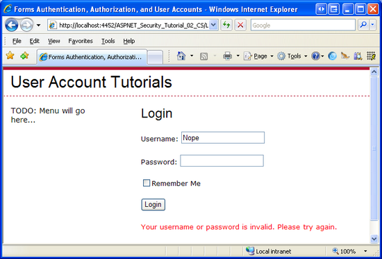 The InvalidCredentialsMessage Label is Displayed When Entering Invalid Credentials