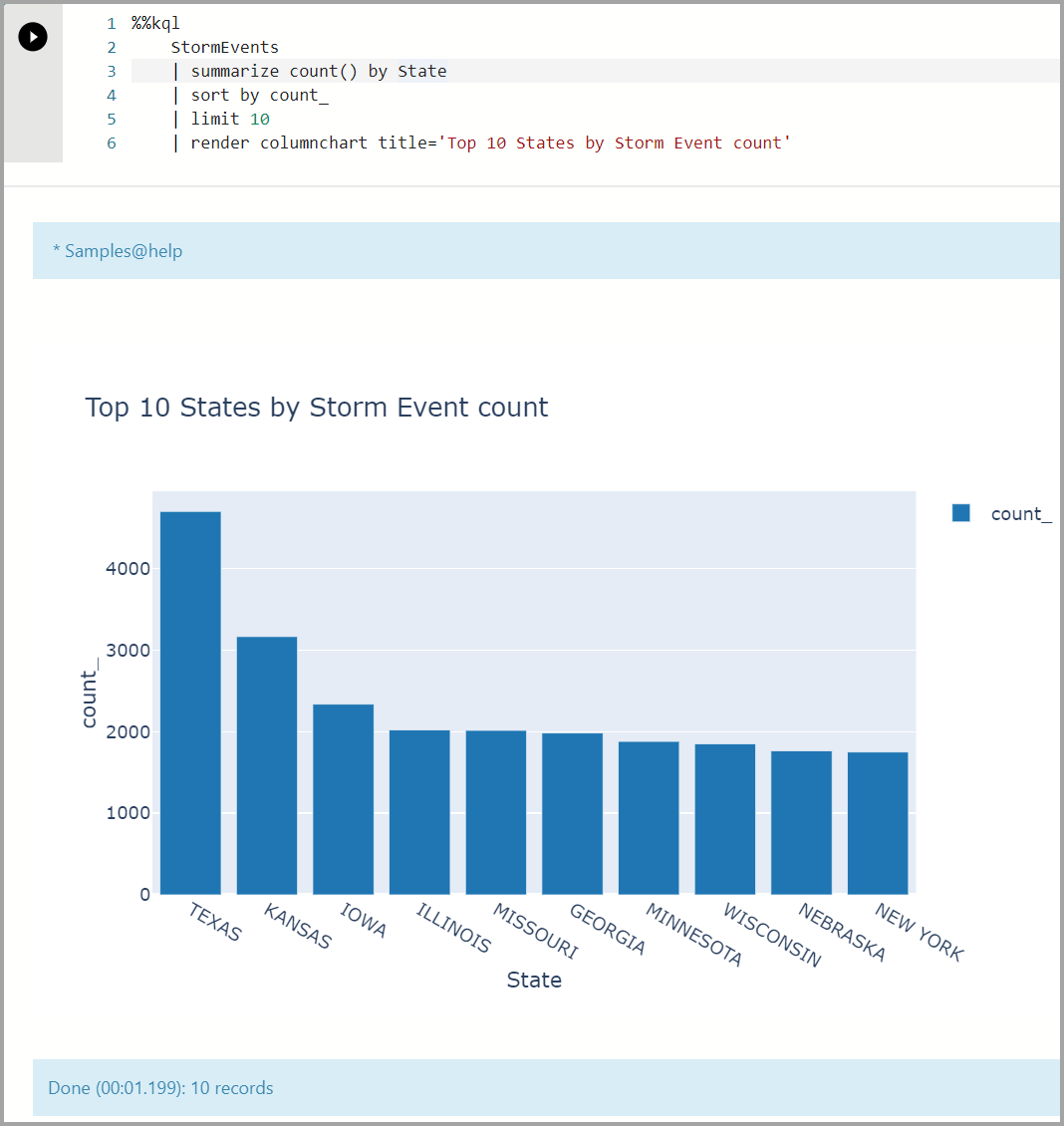 Screenshot of a multiline Query sample.