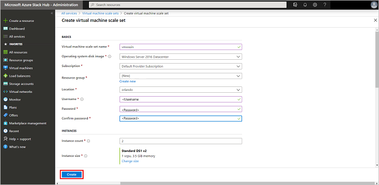 Configure and create virtual machine scale sets