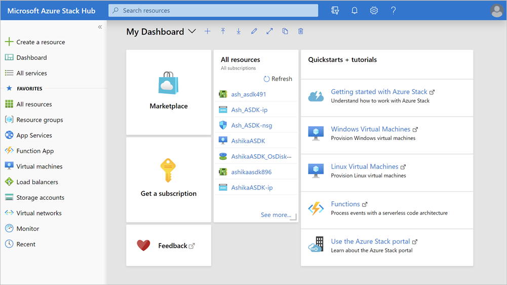 Azure Stack Hub auth info subscription ID tenant ID