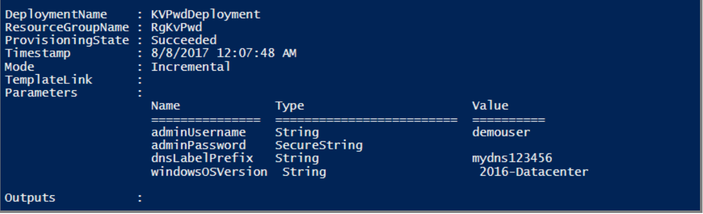 Deployment output