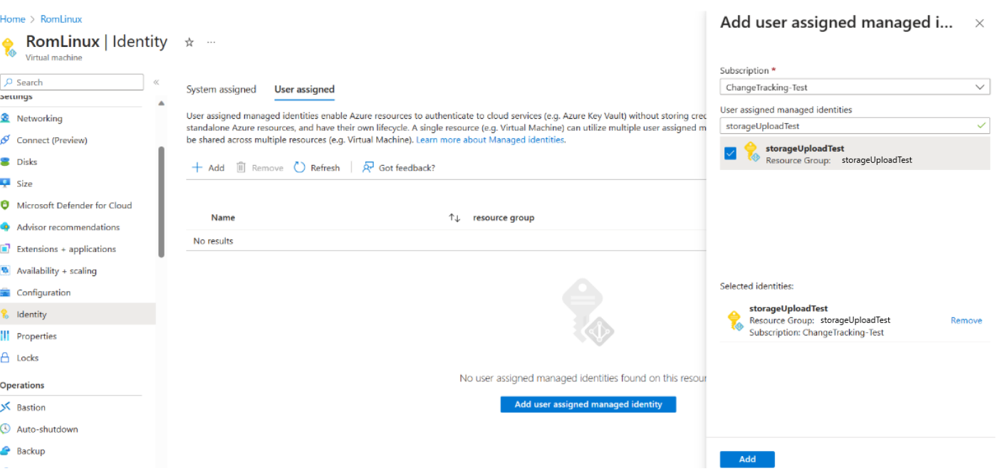 Screenshot of assigning the role to user-assigned managed identity.