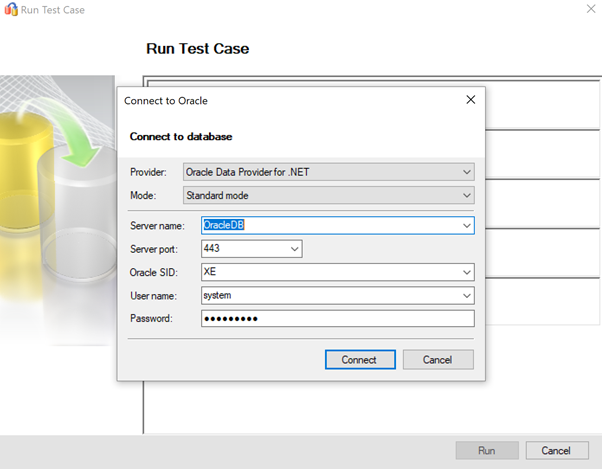 Screenshot that shows step to connect to  oracle source.