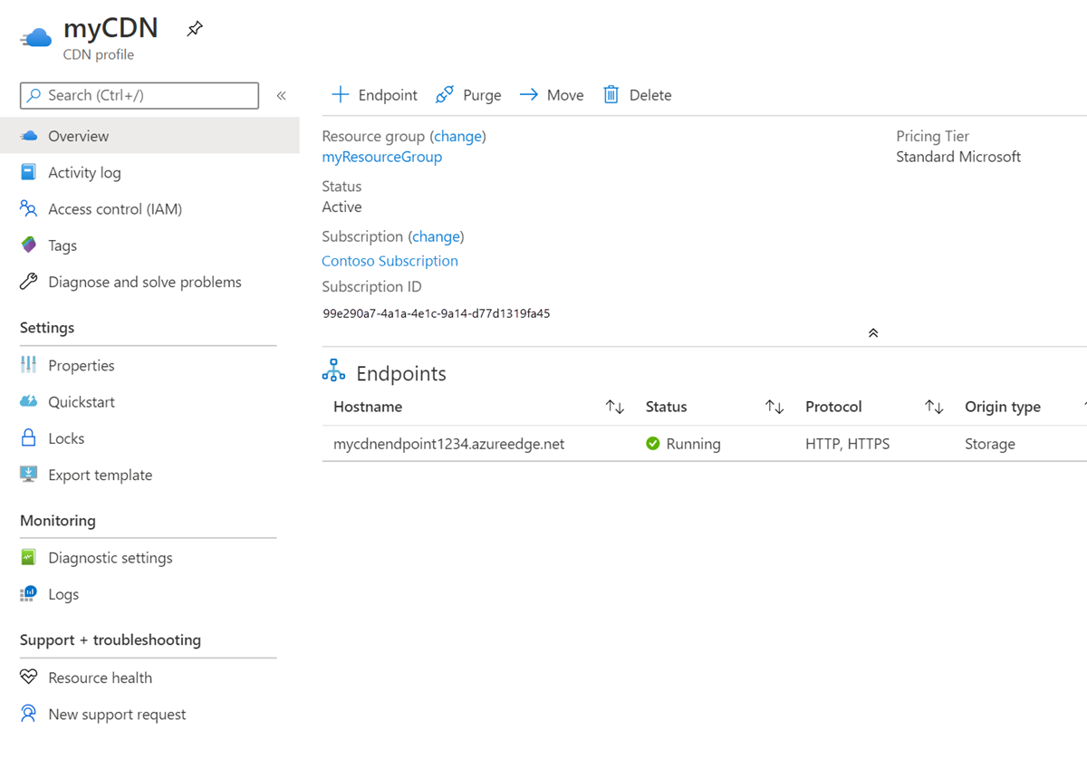 Screenshot of select content delivery network endpoint.