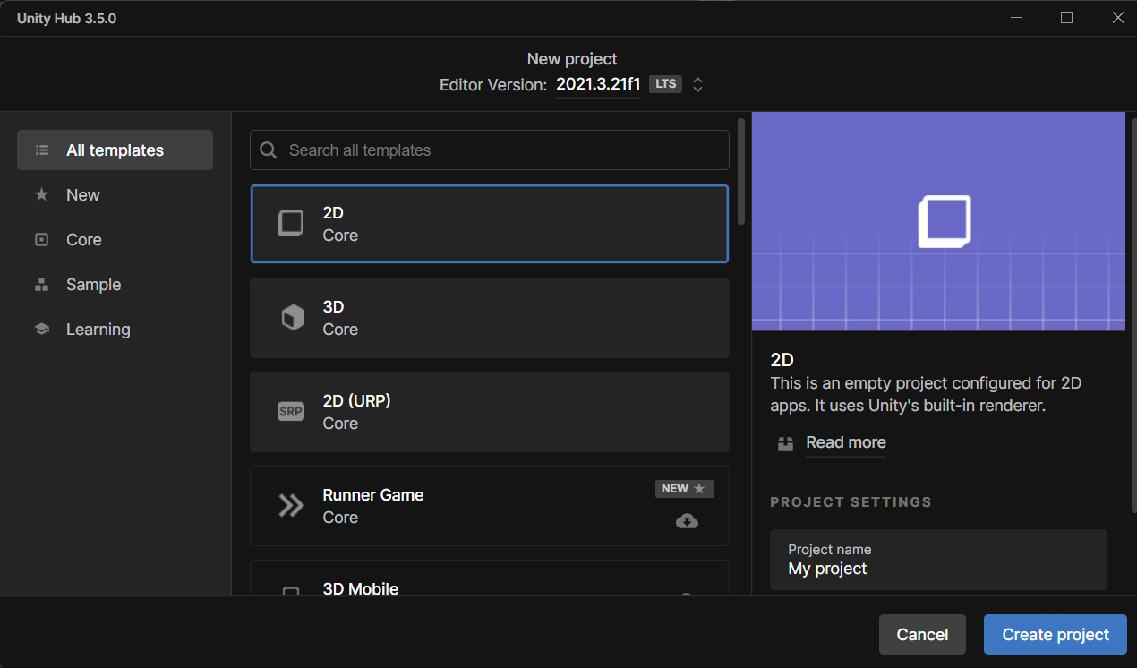 Screenshot showing the New UWP Project window within Visual Studio.