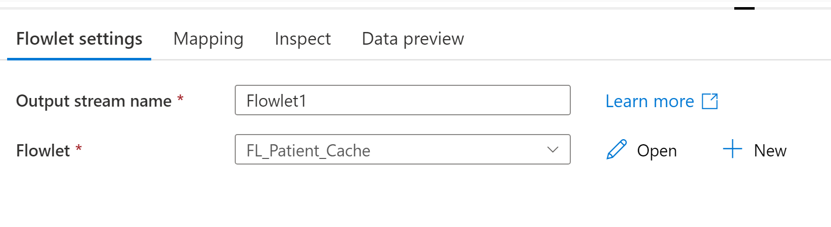 Screenshot showing Flowlet settings configuration.