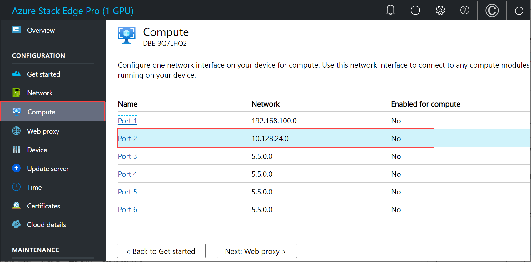 Local web UI "Network settings" page