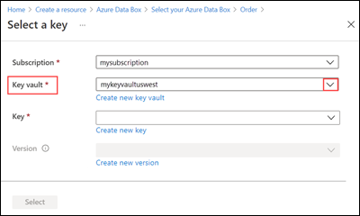 Screenshot of existing key vault.