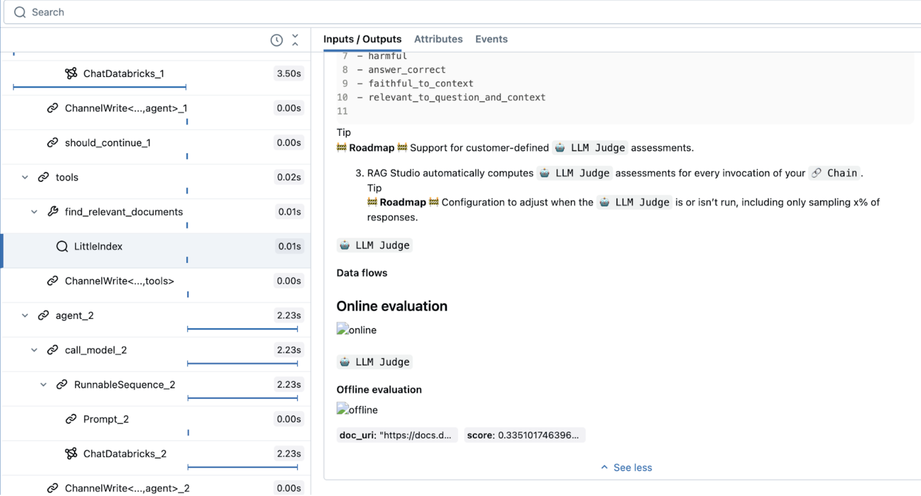 Retrieval results showing metadata.