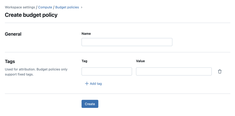 Create budget policy UI