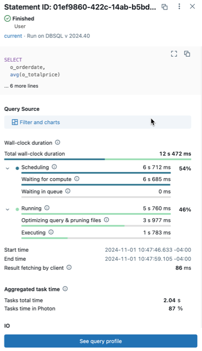 Query history details