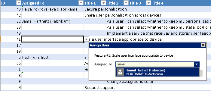 Screenshot of Assign User dialog.