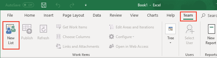 Screenshot shows the Excel New List option.