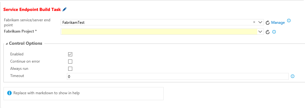 Service endpoint build task setup image.