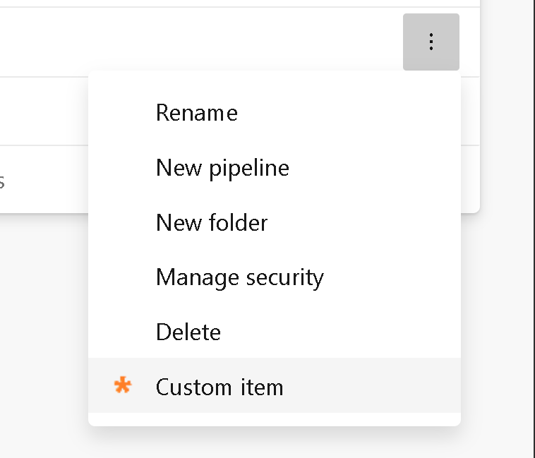 Pipeline details view, folder context menu