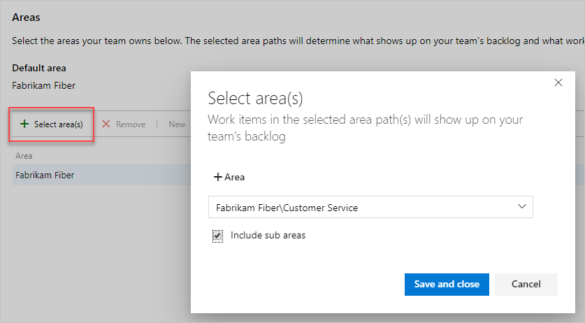 Screenshot shows Work, Iterations page for team, on-premises versions.