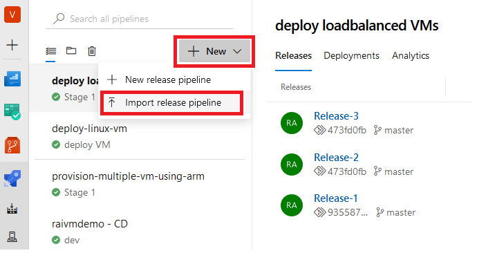 Import release pipeline