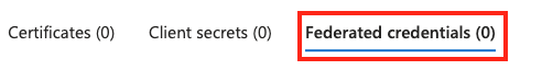 Screenshot that shows the federated credentials tab.