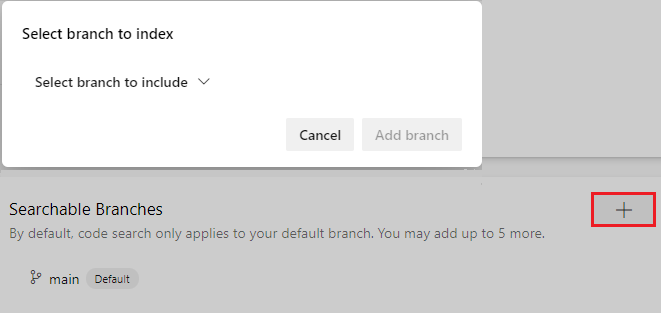 Screenshot that shows the Searchable Branches repository setting.