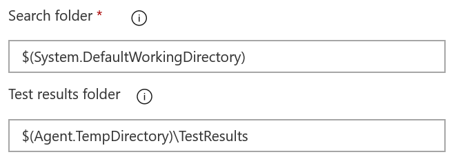 Screenshot showing the Test results folder text box.