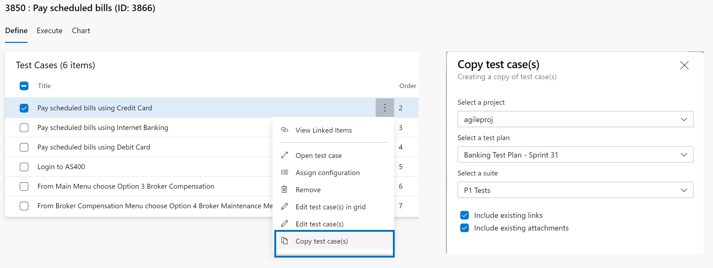 define tab copy test cases page