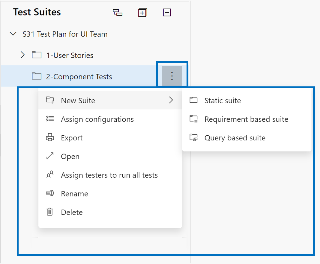 test suites tree page