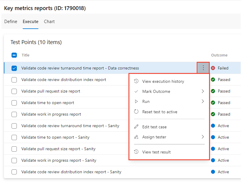 Execute tab, test point node More options menu.