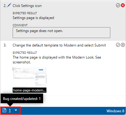 Screenshot shows the number of bugs created during the test.