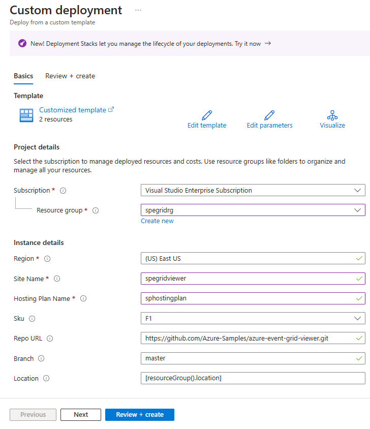 Screenshot showing the Custom deployment page.